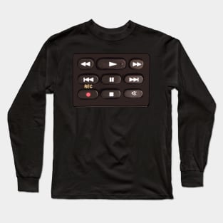 Remote control buttons press play, rewind, fast forward, record, pause or mute Long Sleeve T-Shirt